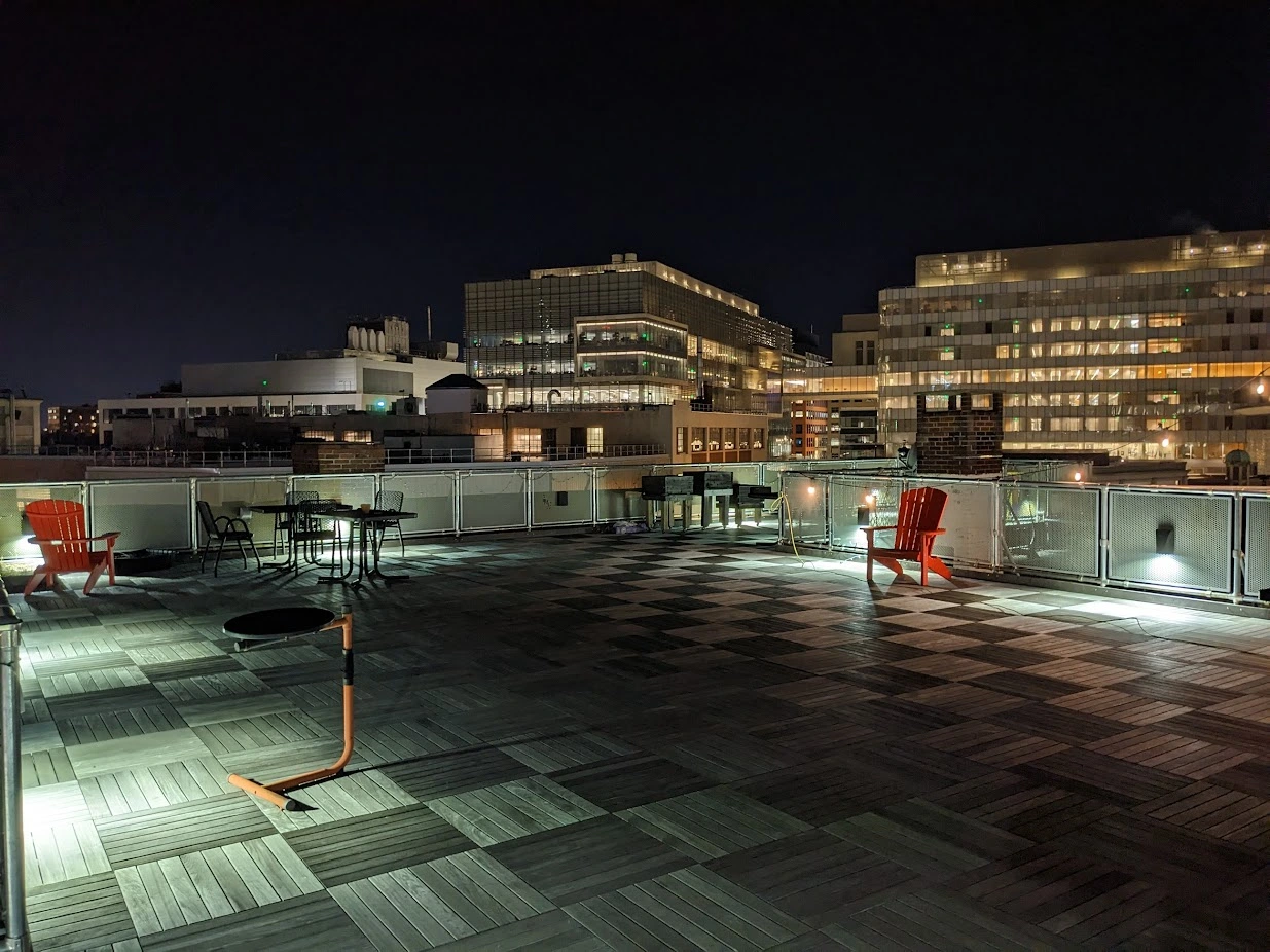 the roofdeck view at night